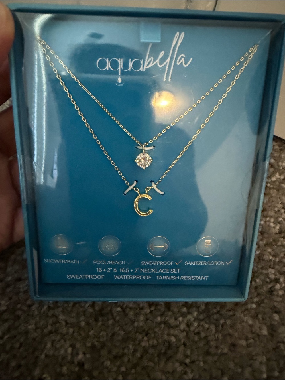 Aquabella Tarnish Free Waterproof Initial 'C' Layered Necklace Set - Picture 12 of 12
